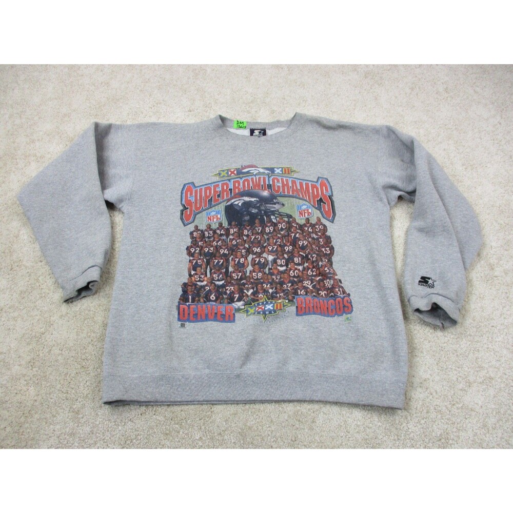 VINTAGE Denver Broncos Sweatshirt Adult Large Super Bowl 1998 Starter NFL Mens *